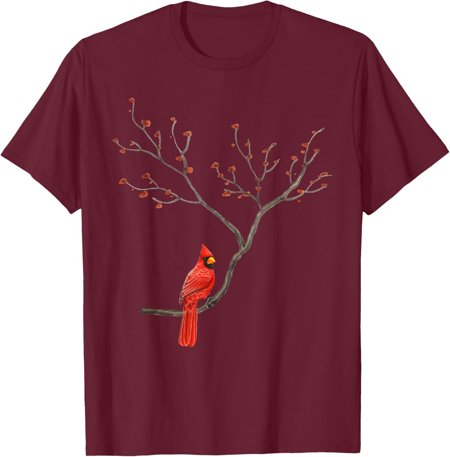 Red Cardinal Bird Lovers Birdwatching Birding Vintage T-Shirt - T-Shirt | Maroon