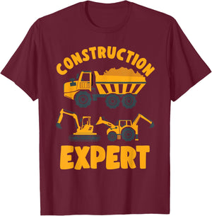 Construction Truck Excavator Excavator Expert for Boys Toddlers T-Shirt - T-Shirt | Maroon