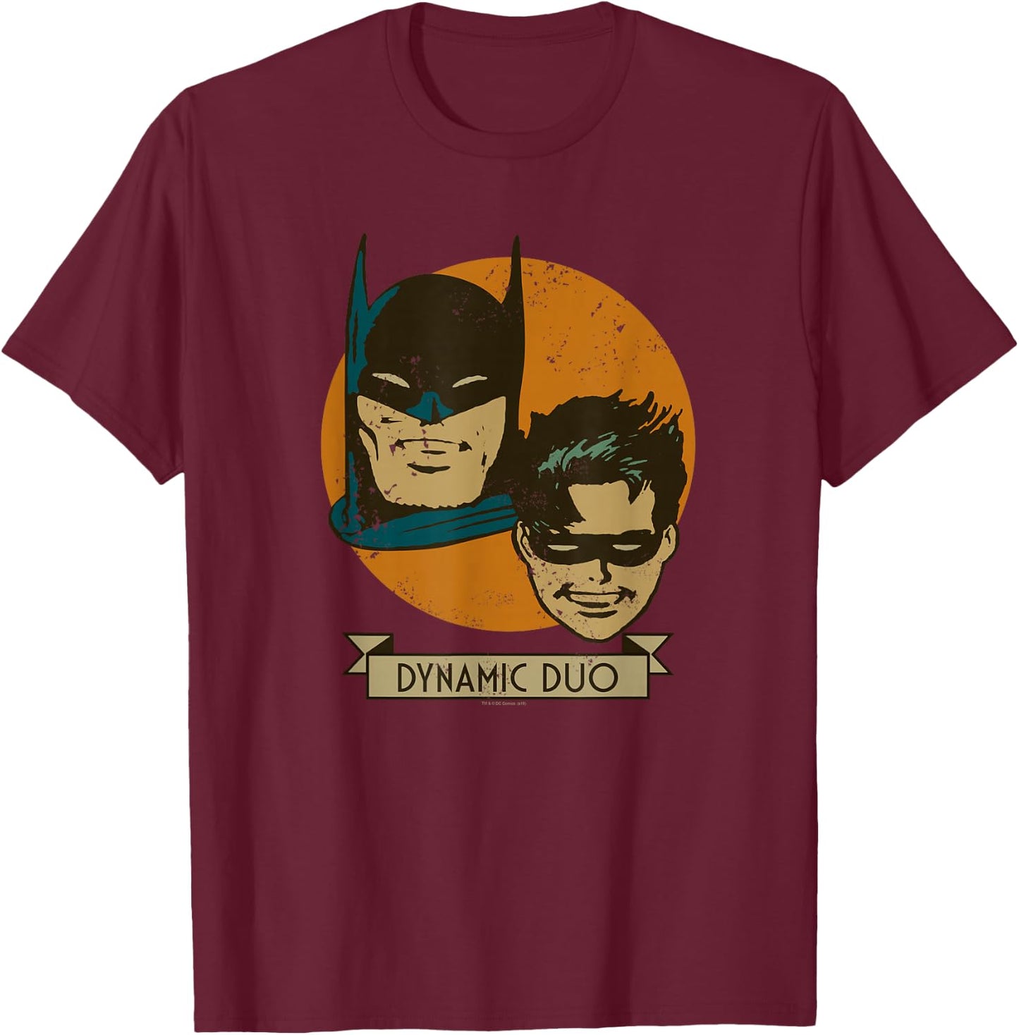 Batman and Robin Dynamic Duo Vintage T-Shirt - T-Shirt | Maroon