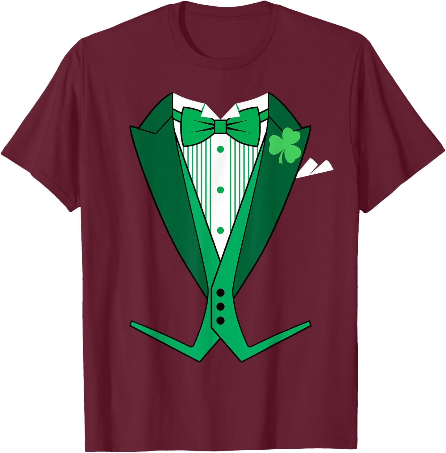 St. Patrick's Day Tails Irish Tuxedo T-Shirt - T-Shirt | Maroon
