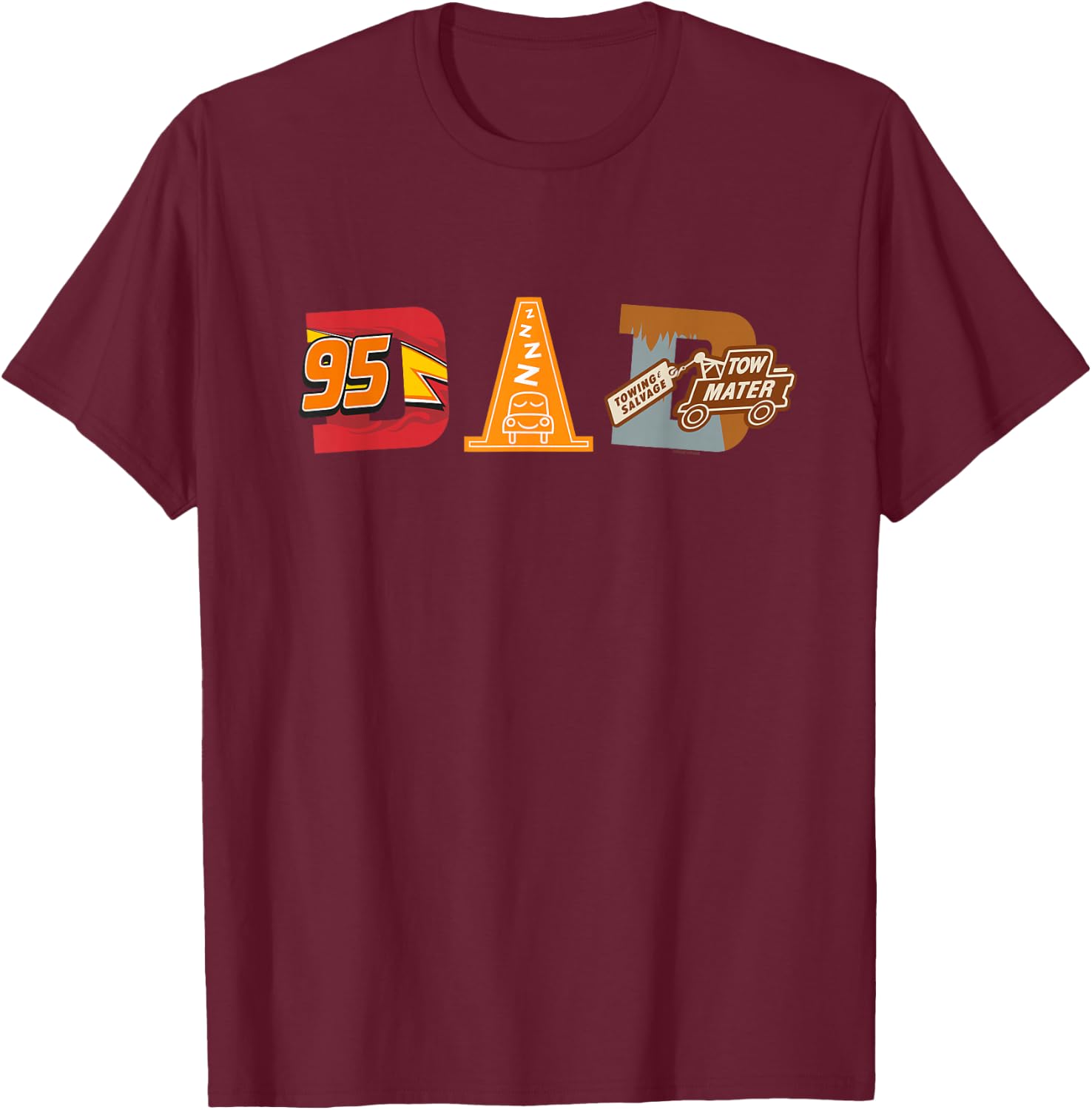 Disney and Pixar's Cars Cozy Cone Dad Father's Day Birthday , Black, S T-Shirt - T-Shirt | Maroon