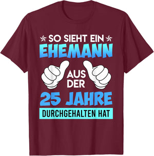 Husband Silver Anniversary 25th Wedding Anniversary , black T-Shirt - T-Shirt | Maroon