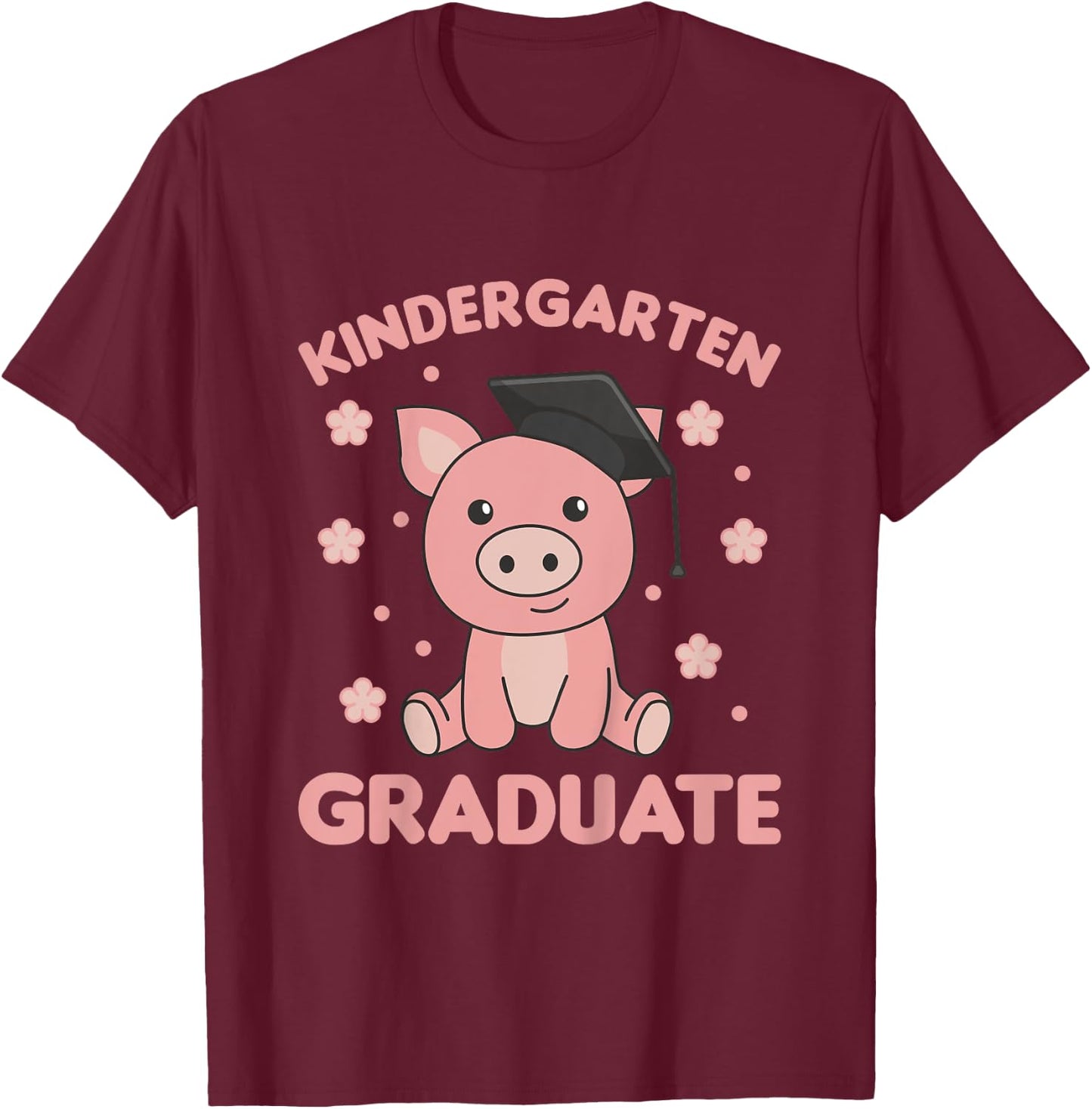 Kids Kids Kindergarten Graduate Pig Graduation T-Shirt - T-Shirt | Maroon