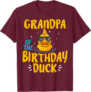 Rubber Duck Grandpa Of The Birthday Duck Rubber Duckies T-Shirt - T-Shirt | Maroon