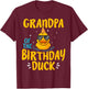 Rubber Duck Grandpa Of The Birthday Duck Rubber Duckies T-Shirt - T-Shirt | Maroon