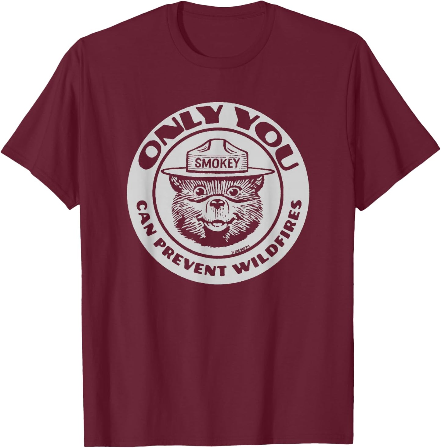 Only You Vintage Smokey Bear Seal T-Shirt - T-Shirt | Maroon