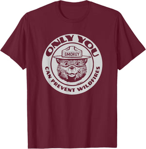Only You Vintage Smokey Bear Seal T-Shirt - T-Shirt | Maroon