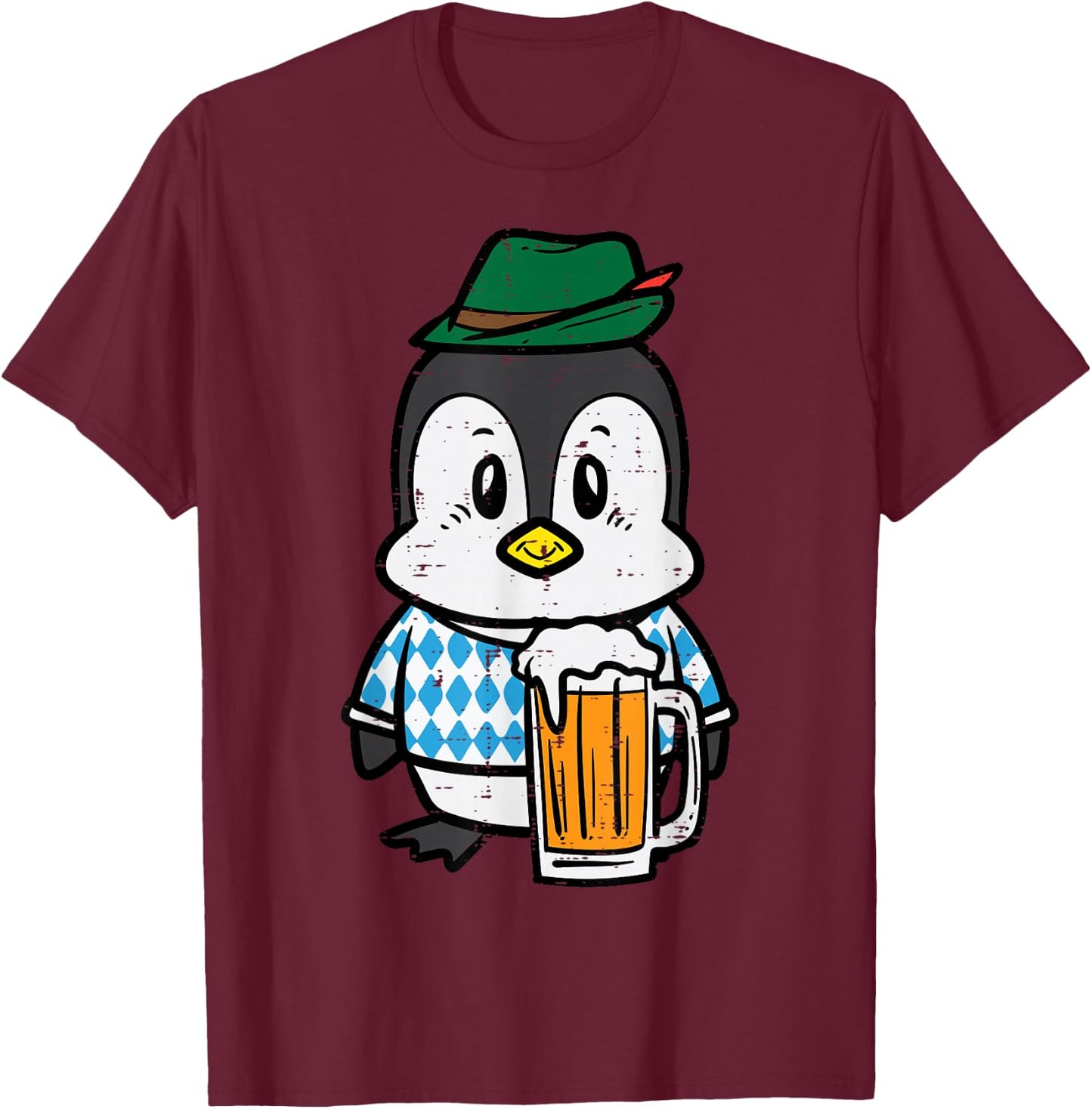 Penguin Bavarian Octoberfest German Oktoberfest Men Women T-Shirt - T-Shirt | Maroon