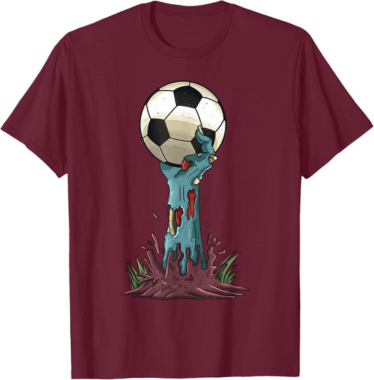 Zombie Hands Soccer Funny Horror Scary Halloween Costume T-Shirt - T-Shirt | Maroon