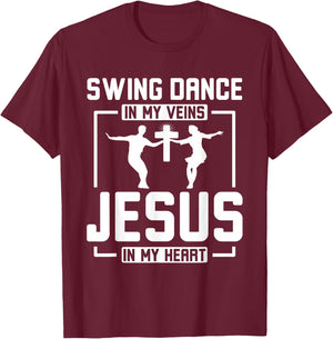 Swing Dancing and Jesus Jazz Rhythm Lover T-Shirt - T-Shirt | Maroon