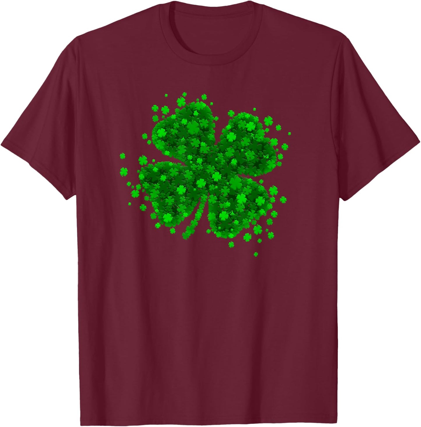Four Leaf Clover for St. Patrick's Day , Black, S T-Shirt - T-Shirt | Maroon