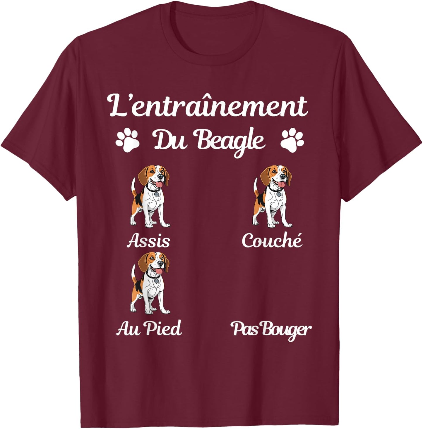 Beagle Funny Humor Beagle Woman Beagle Man Beagle , Black, S T-Shirt - T-Shirt | Maroon