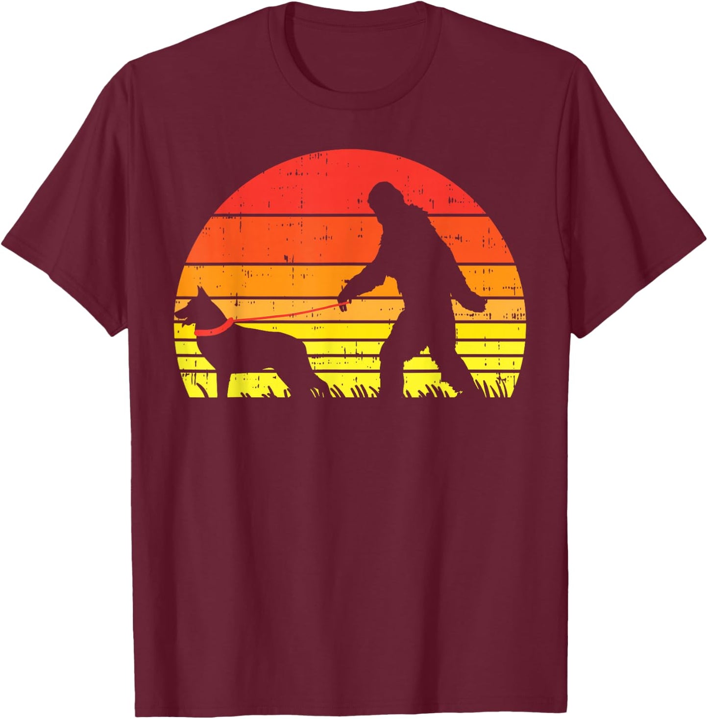 Bigfoot Sasquatch German Shepherd Retro K9 Dog Lover Gift T-Shirt - T-Shirt | Maroon