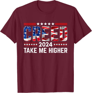 Creed '24 Take Me Higher Creed 2024 Take Me Higher Us Flag T-Shirt - T-Shirt | Maroon
