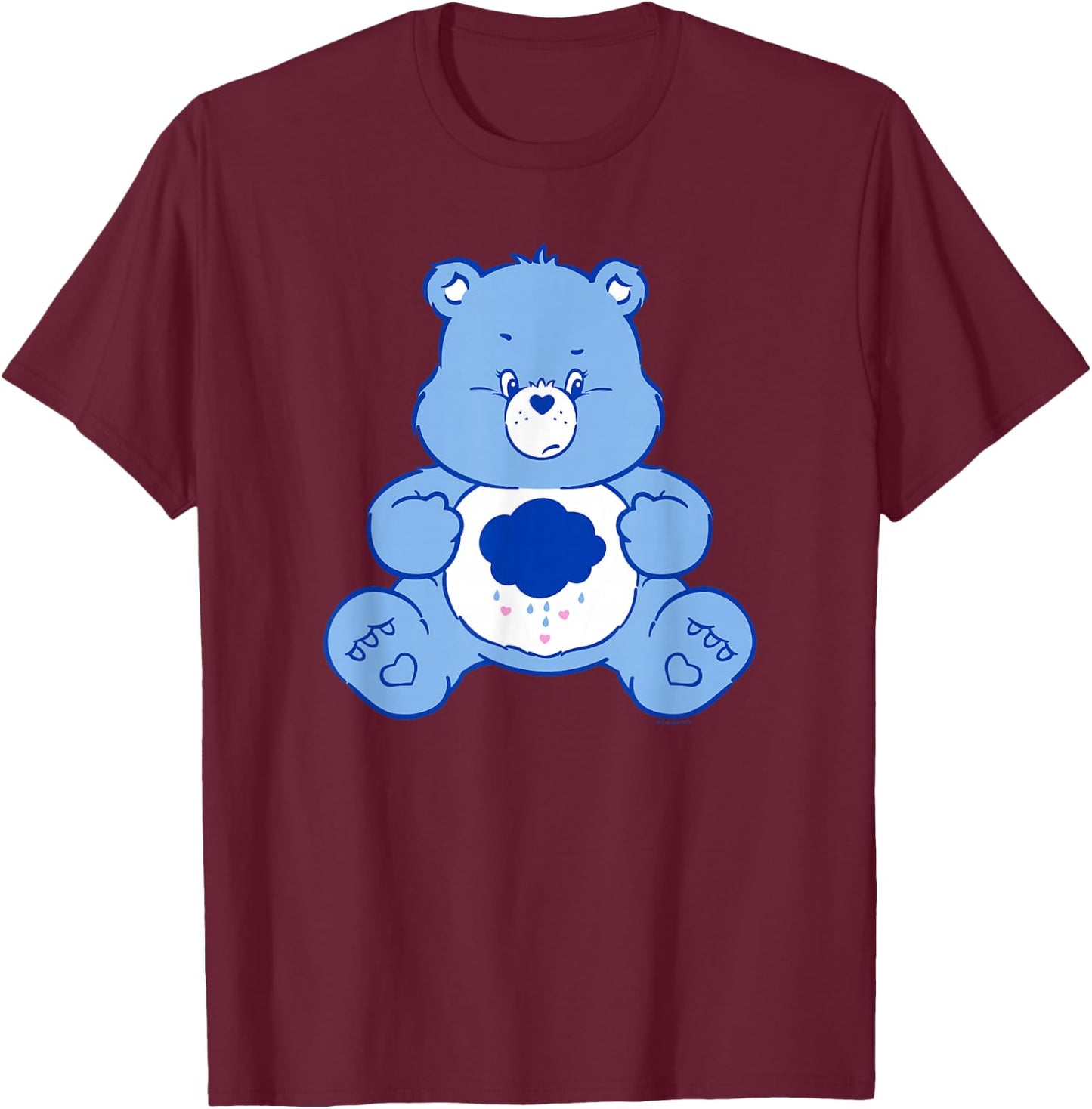 Care Bears Vintage Classic Grumpy Bear Cloudy Belly Badge , black T-Shirt - T-Shirt | Maroon