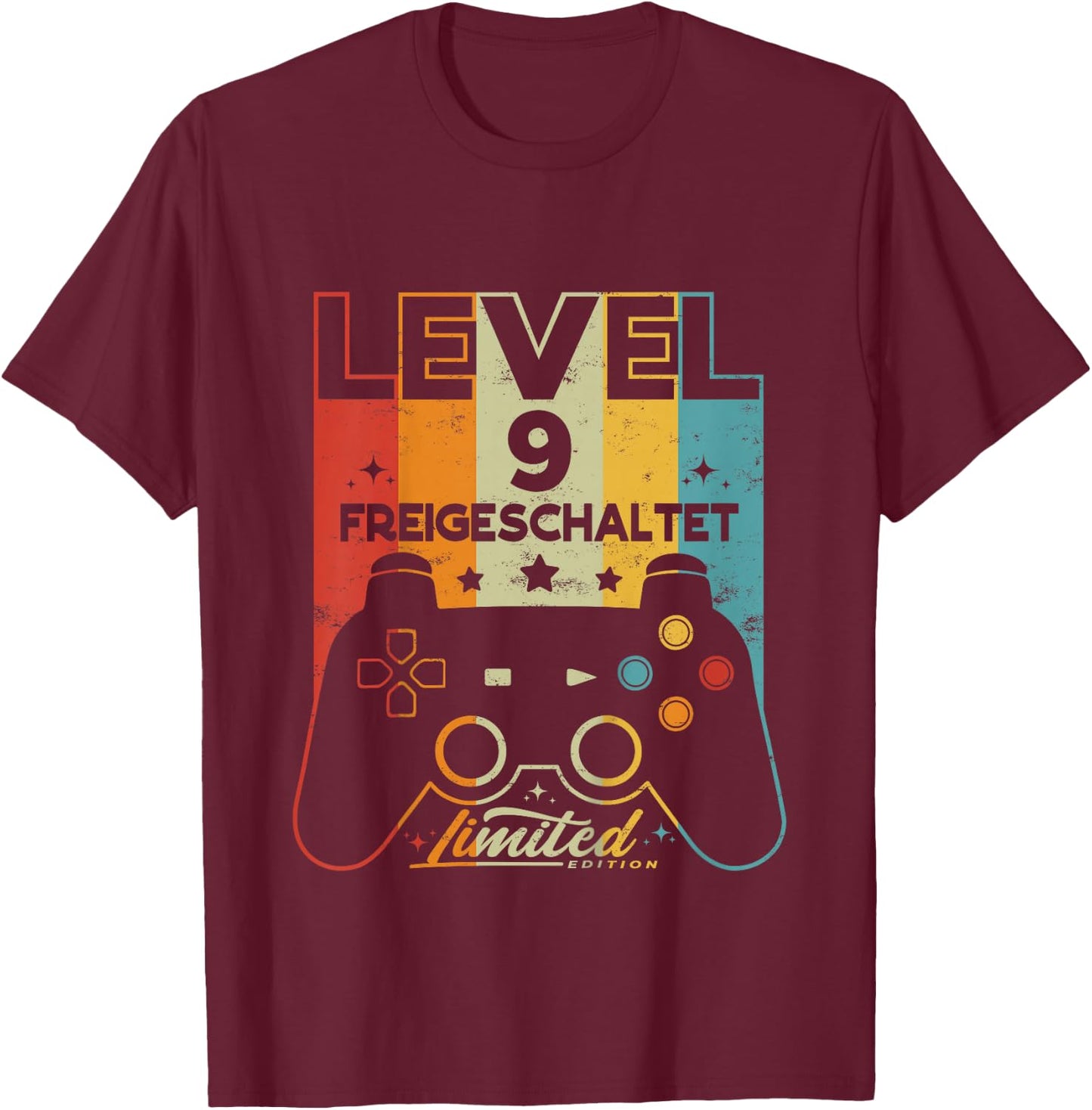 Children's 9 Years Boy Girl Gamer Born 2013 9th Birthday , black, 80 T-Shirt - T-Shirt | Maroon