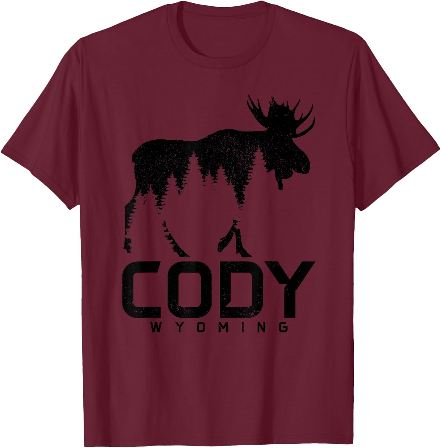 Cody Wyoming Vintage Moose Souvenir T-Shirt - T-Shirt | Maroon