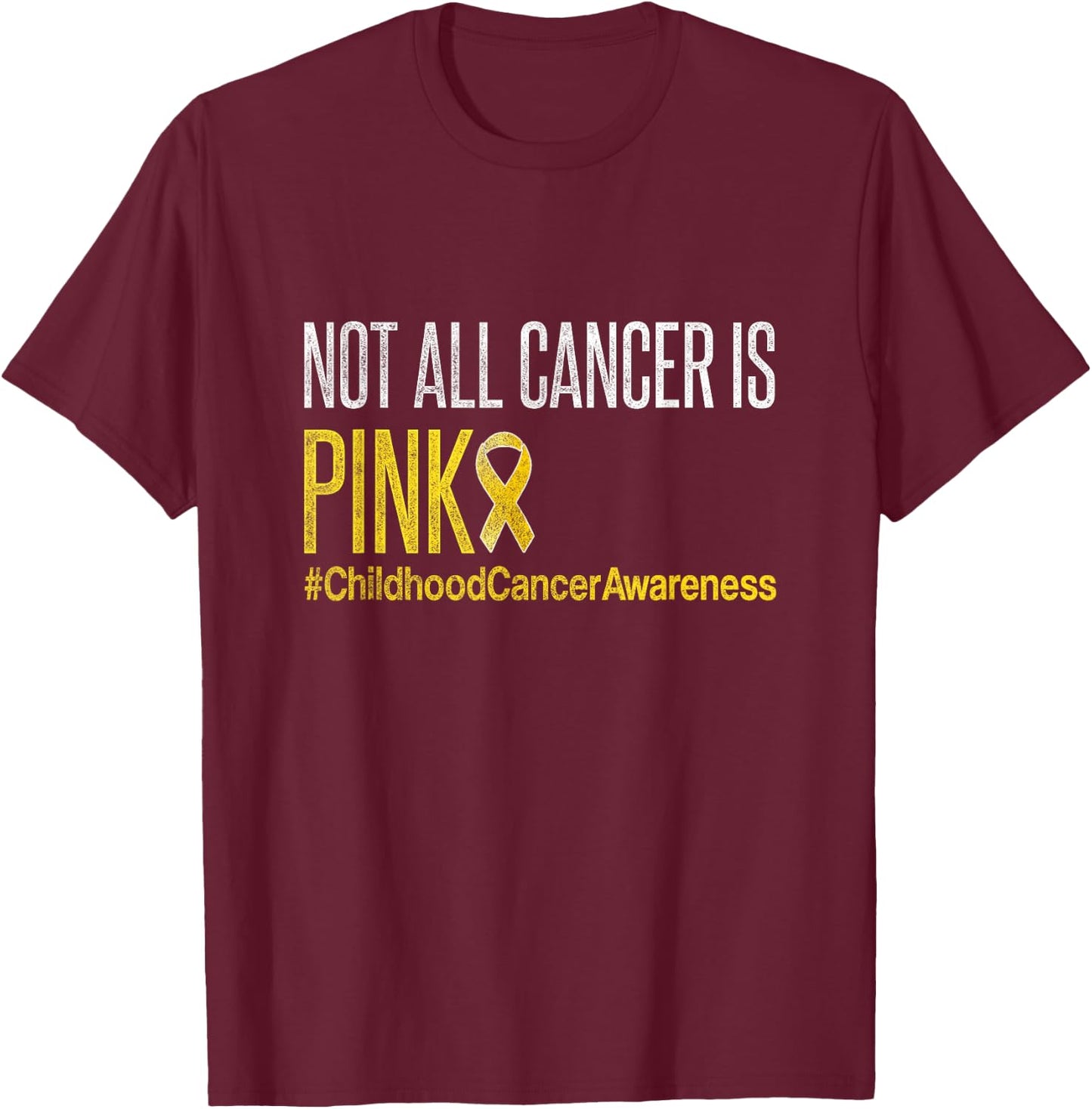 Childhood Cancer Awareness September Yellow Ribbon T Shirt T-Shirt - T-Shirt | Maroon