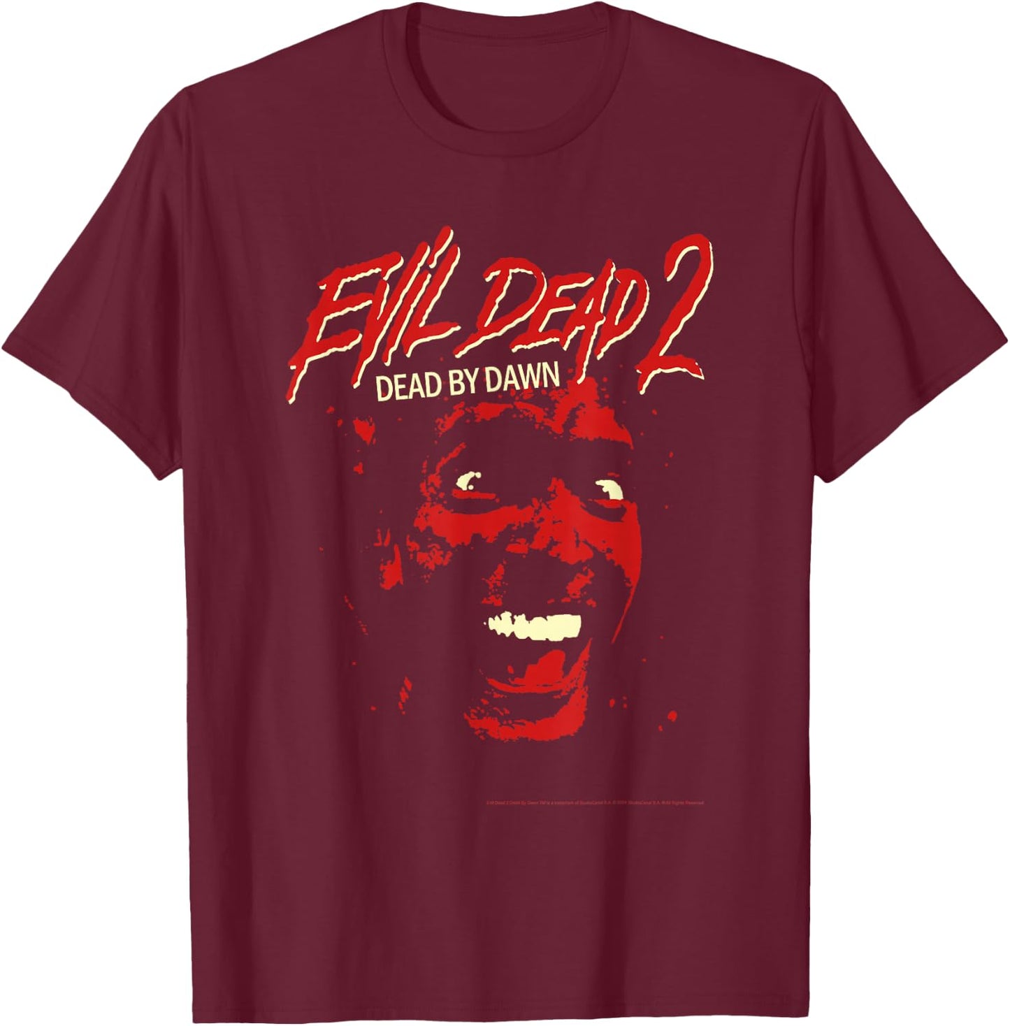 Ripple Junction x Evil Dead 2 Ash Williams Bloody Face , Black, S T-Shirt - T-Shirt | Maroon