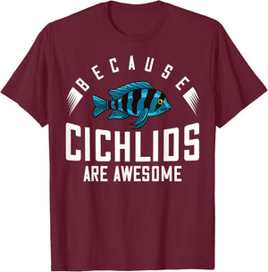 Cichlid Fish Tank Gift Electric Yellow Aquarium T-Shirt - T-Shirt | Maroon
