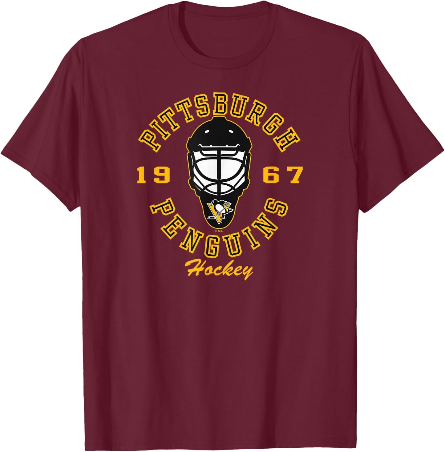 Pittsburgh Penguins Hockey Mask Dark Heather T-Shirt - T-Shirt | Maroon