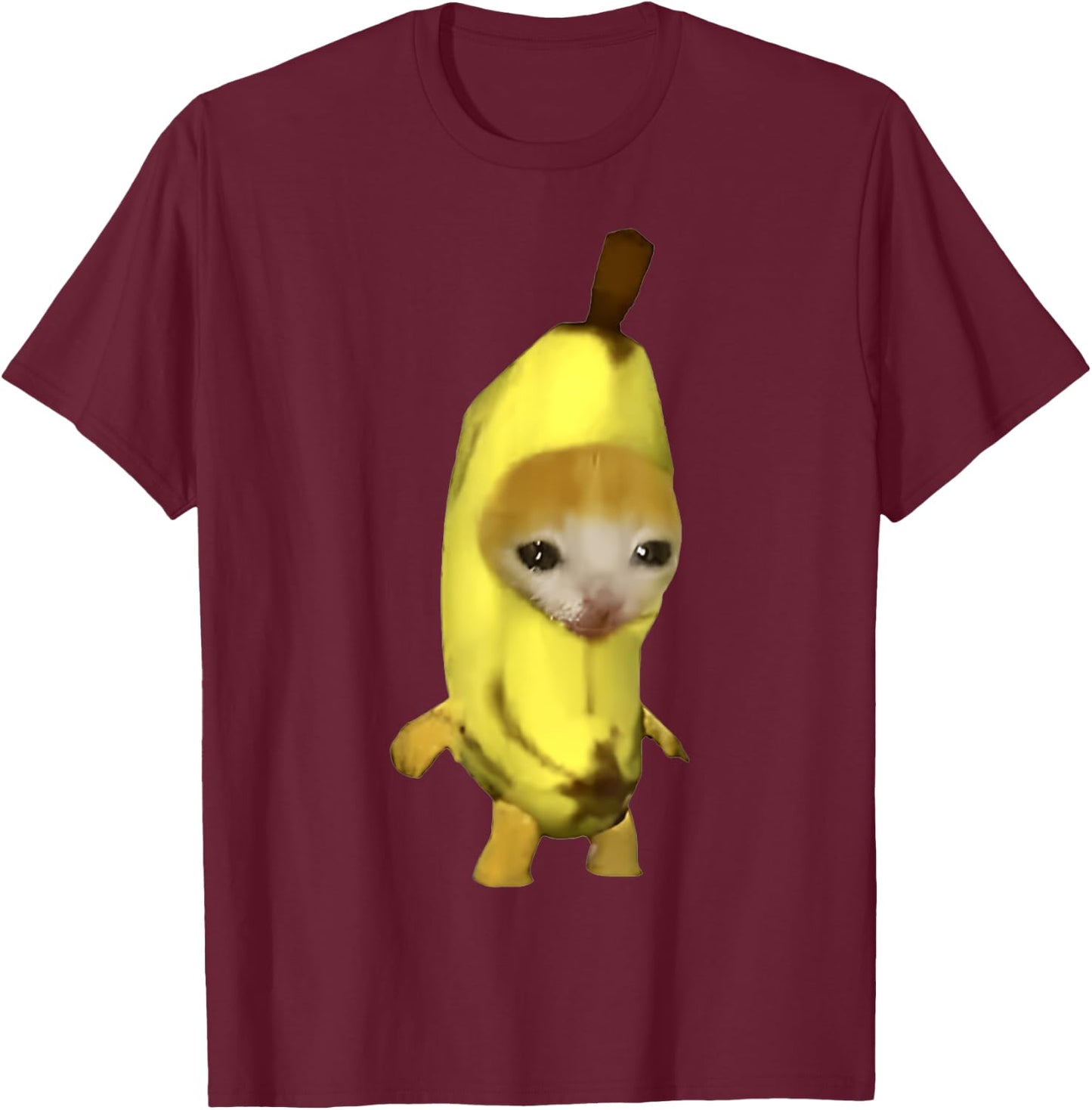 Funny Cute Banana Cat Happy Bananacat Meme Men Women Girls Kids T-Shirt - T-Shirt | Maroon