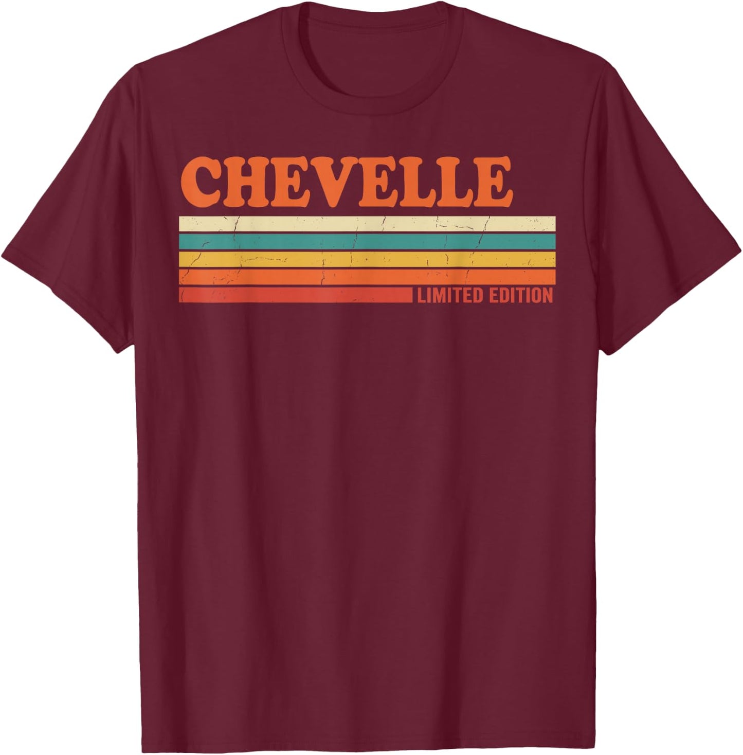 Chevelle Retro Personalized First Name Vintage Stripes T-Shirt - T-Shirt | Maroon
