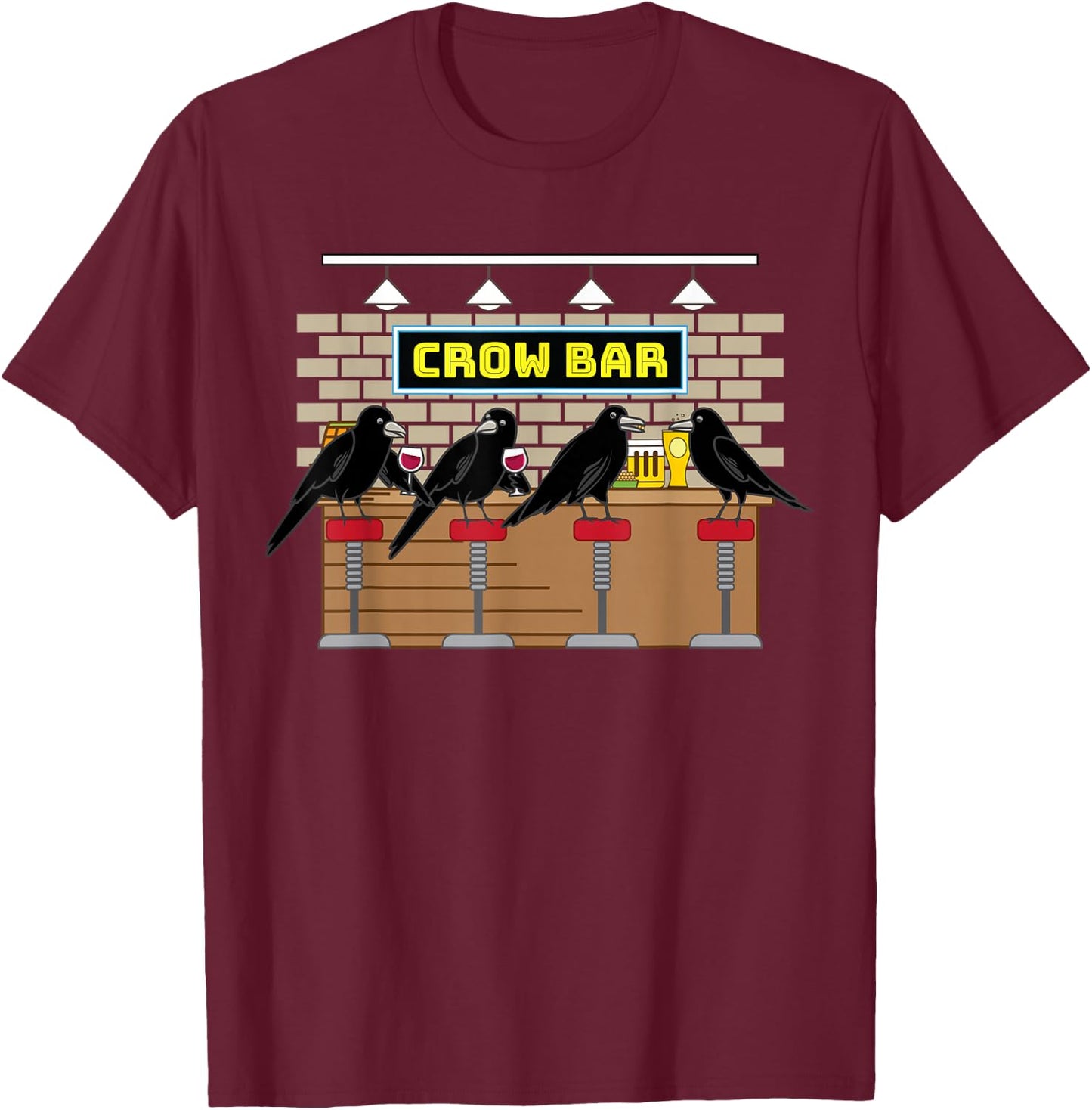 Crow Bar Pun Crowbar Crows Bartender Mechanic Word Game T-Shirt - T-Shirt | Maroon