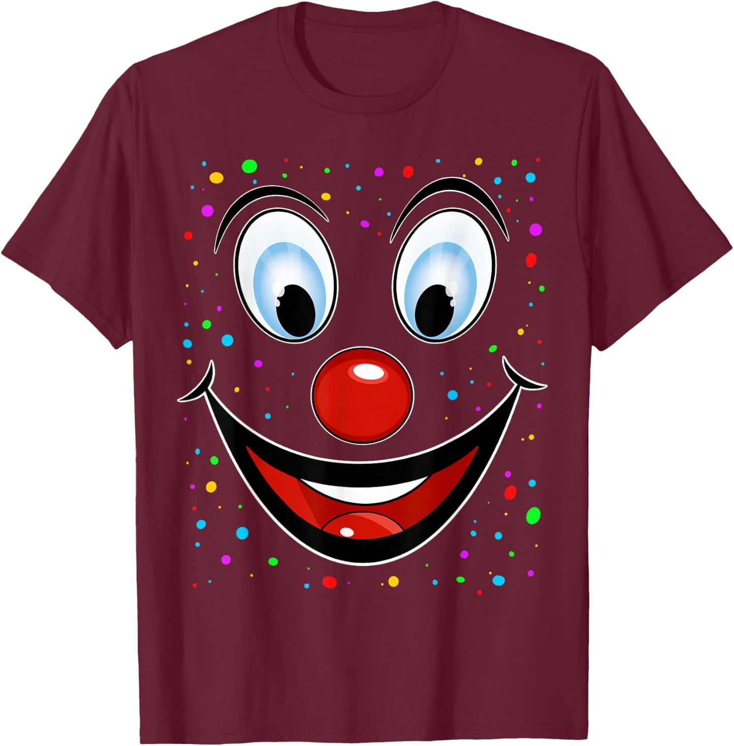 Carnival Clown Face Fancy Dress Costume Outfit Clown , black T-Shirt - T-Shirt | Maroon