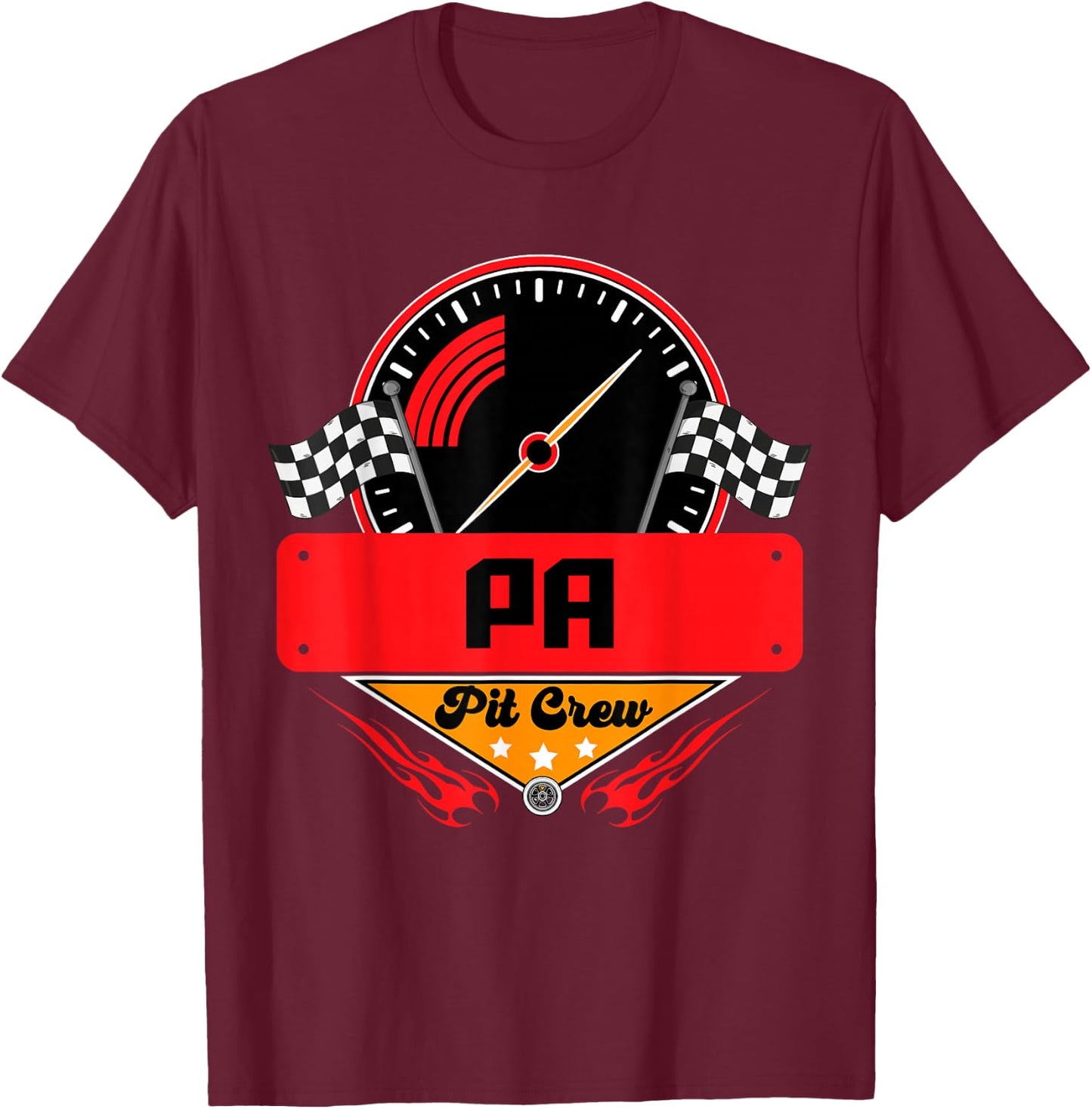 Race Car Birthday Party Matching Family Pa Pit Crew T-Shirt - T-Shirt | Maroon