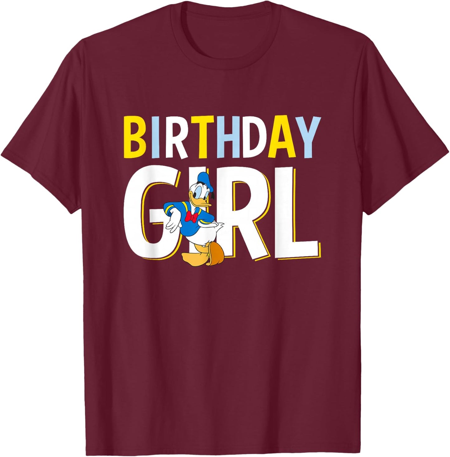 Disney Mickey and Friends Birthday Girl Vintage Donald Duck T-Shirt - T-Shirt | Maroon
