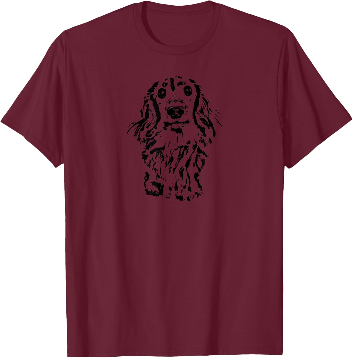 Dachshund Cute Long Hair Wiener Dog Lover Doxie Mom Dad T-Shirt - T-Shirt | Maroon