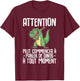 Dinosaur Attention Can Start Talking About Dinos T-Rex , Black, S T-Shirt - T-Shirt | Maroon