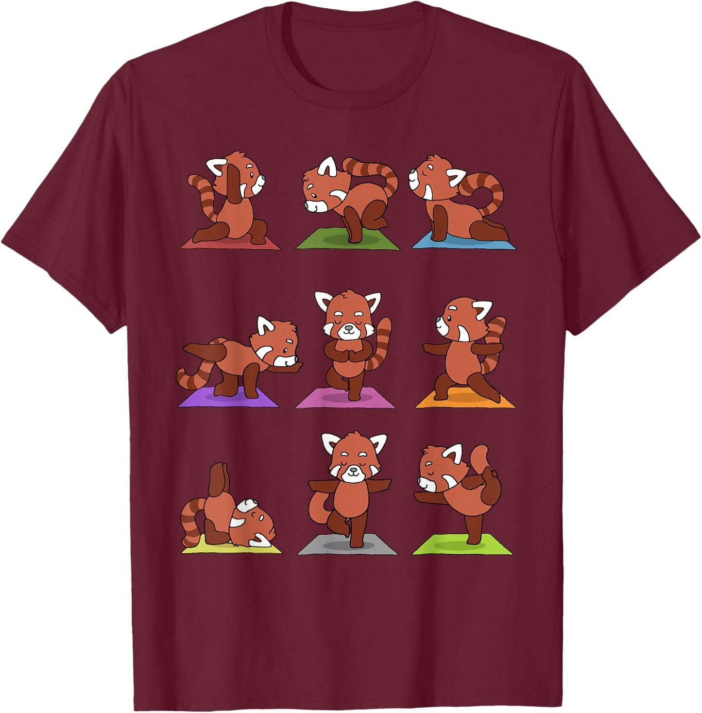 Red Panda Yoga T-Shirt - T-Shirt | Maroon