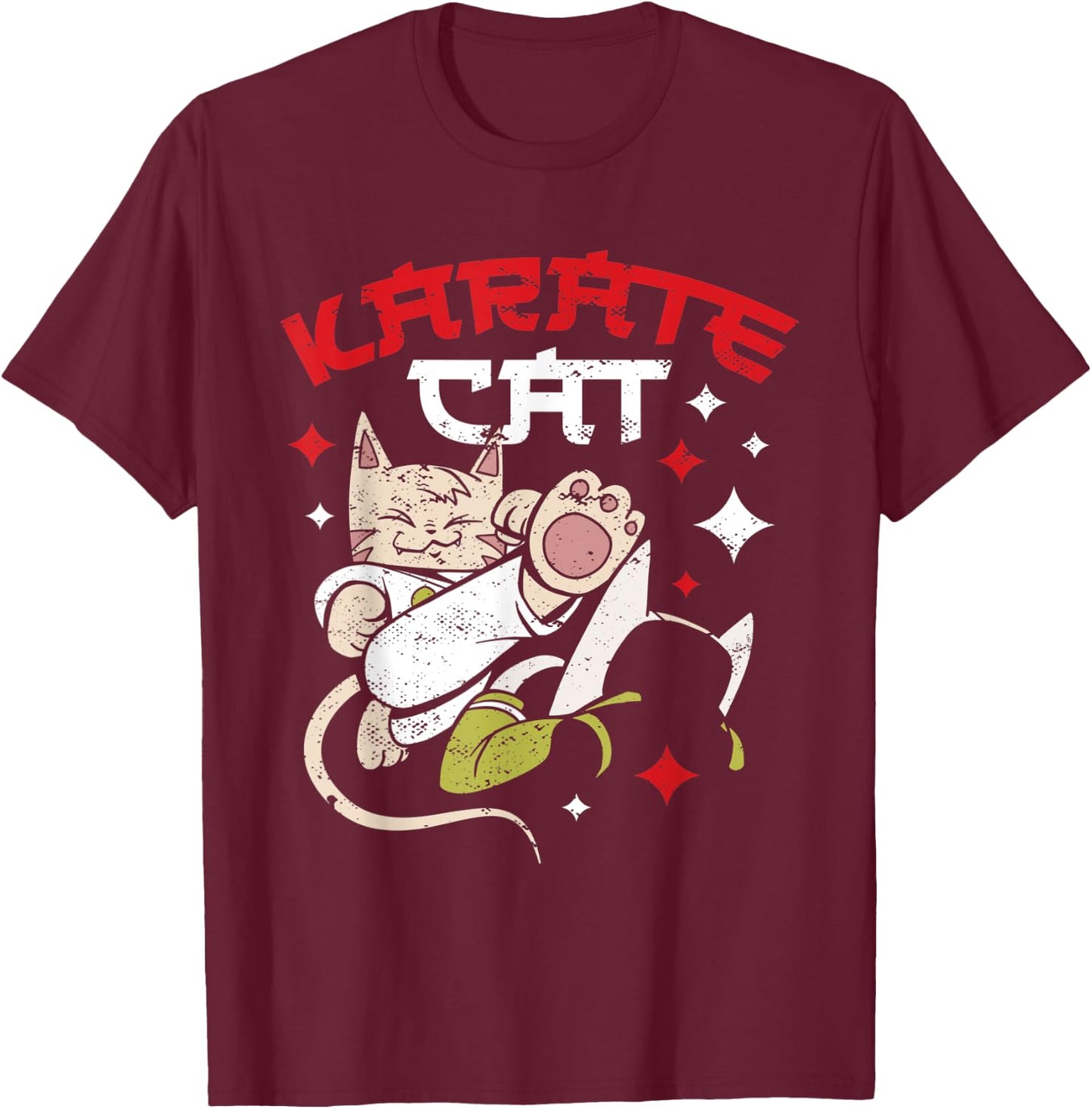 Karate Cat T-Shirt - T-Shirt | Maroon