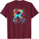 Initial Letter R with Name in Graffiti Style Art T-Shirt - T-Shirt | Maroon