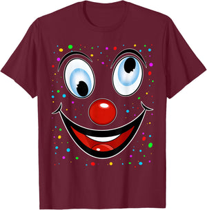 Fancy Dress Clown Face Outfit Clown Costume Carnival , black T-Shirt - T-Shirt | Maroon