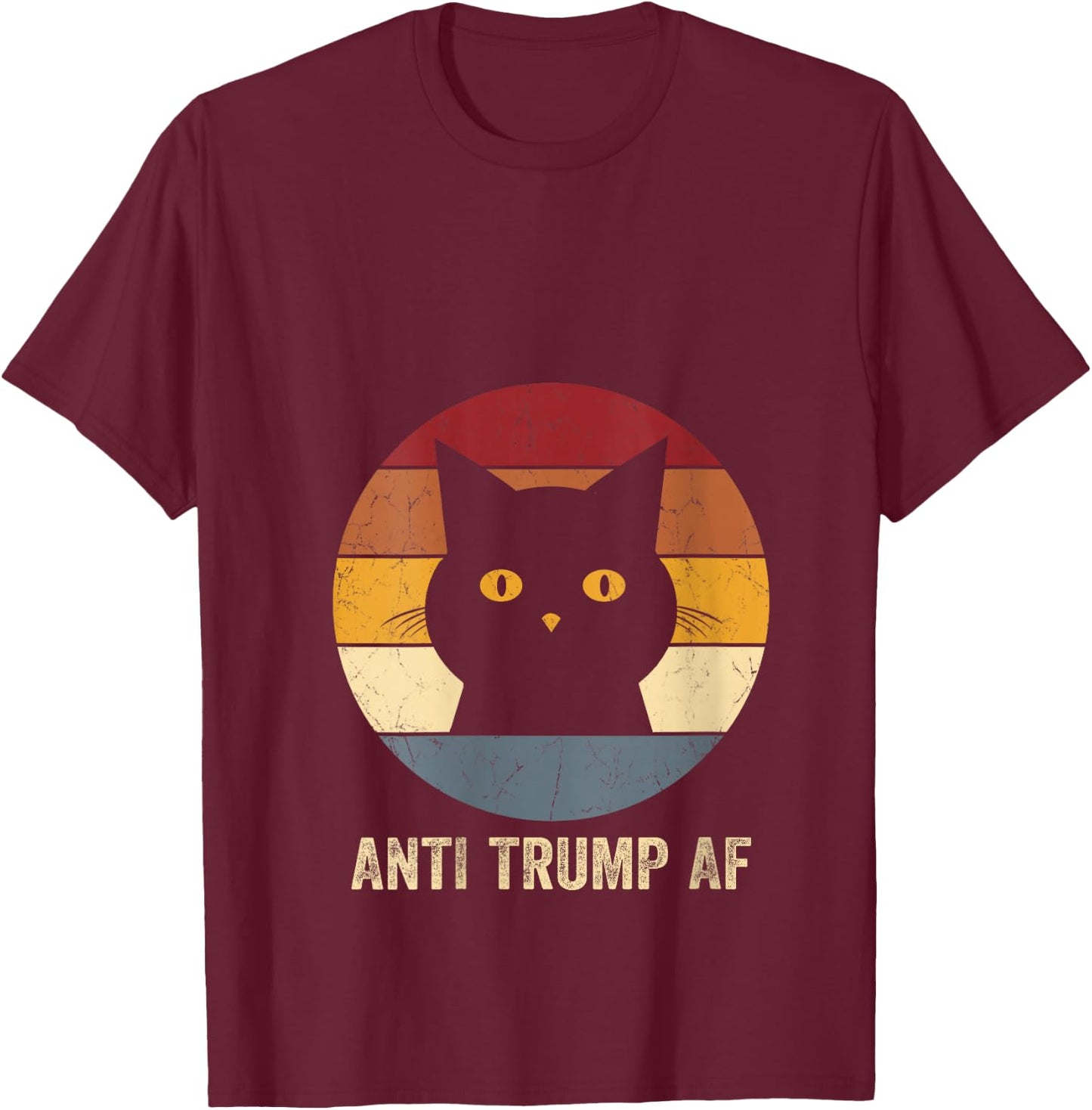Anti Trump AF Retro Funny Anti Trump Cat V-Neck T-Shirt - T-Shirt | Maroon