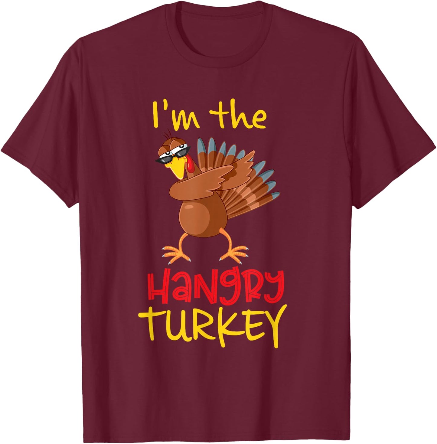 Funny Hangry Turkey Matching Family Group Thanksgiving Party T-Shirt - T-Shirt | Maroon