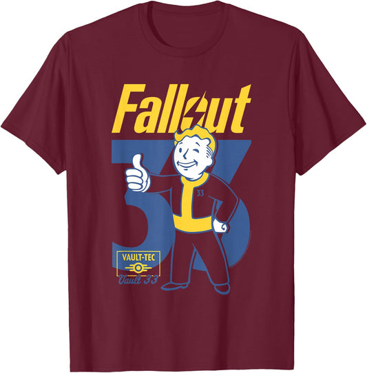 Ripple Junction x Fallout TV Series 33 Vault Boy Pose , black T-Shirt - T-Shirt | Maroon