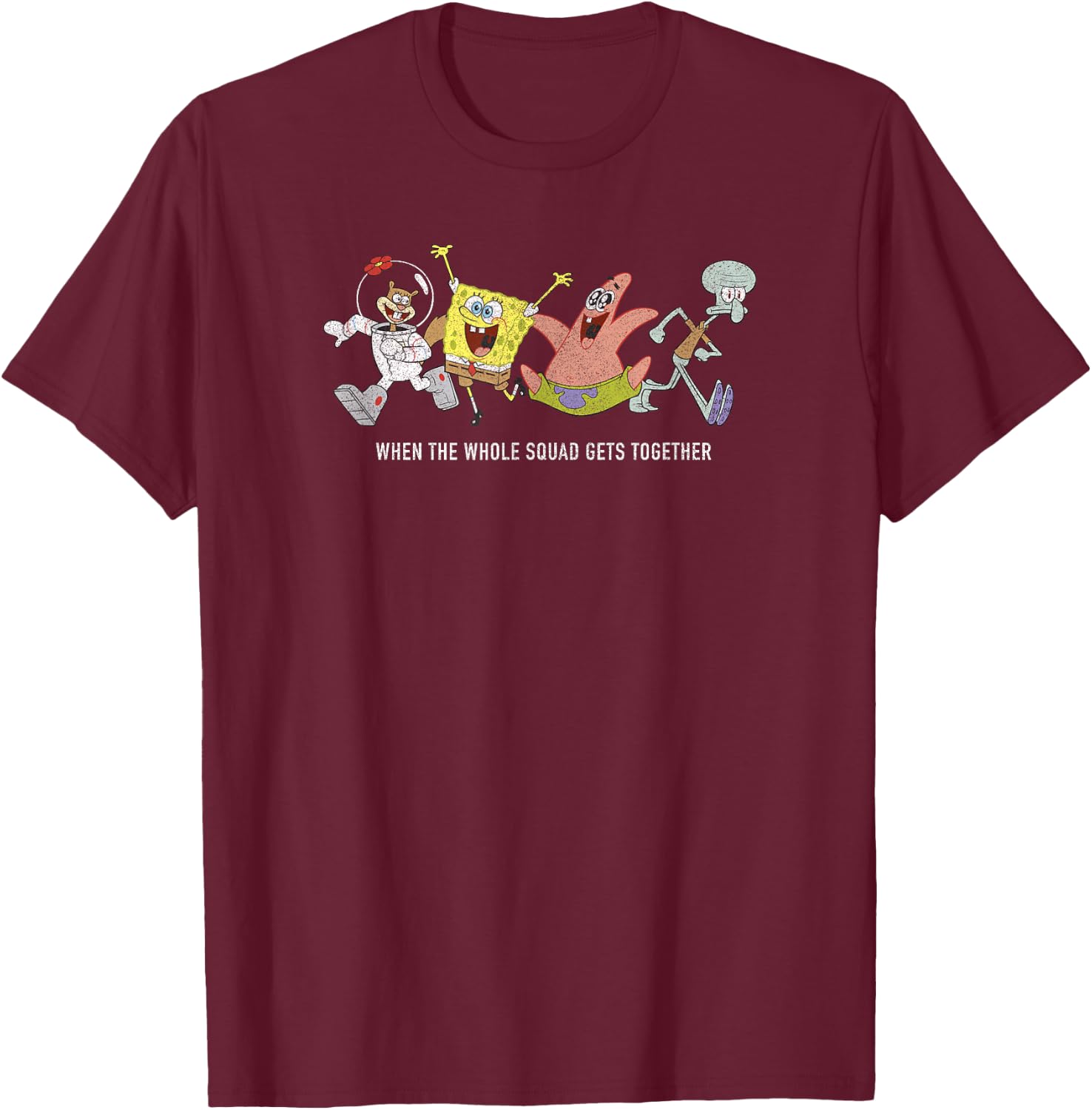 SpongeBob SquarePants Whole Squad Meme , black T-Shirt - T-Shirt | Maroon