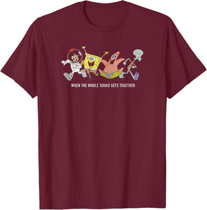 SpongeBob SquarePants Whole Squad Meme , black T-Shirt - T-Shirt | Maroon