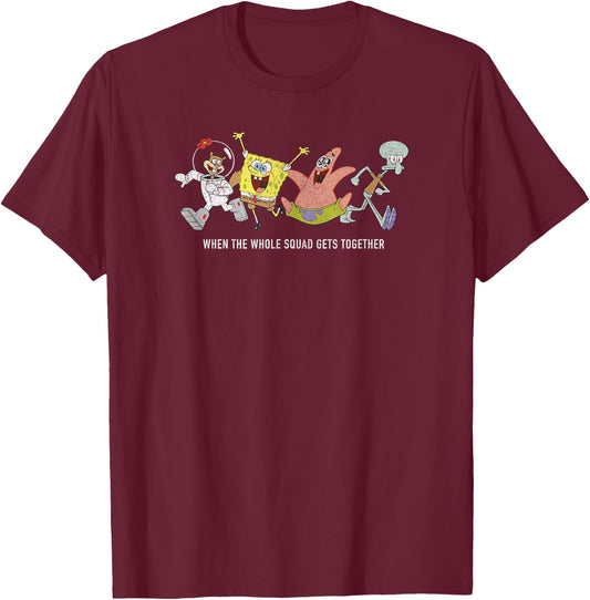 SpongeBob SquarePants Whole Squad Meme , black T-Shirt - T-Shirt | Maroon