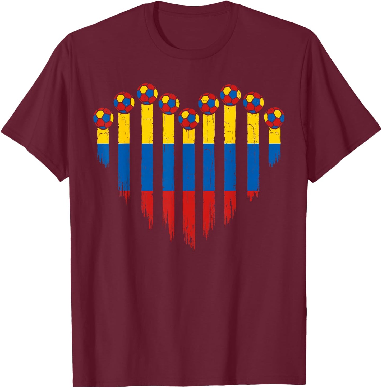 Colombian Flag Novelty Colombia T-Shirt - T-Shirt | Maroon