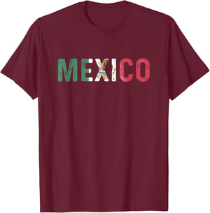 Mexico Mexican Flag Vintage T-Shirt - T-Shirt | Maroon