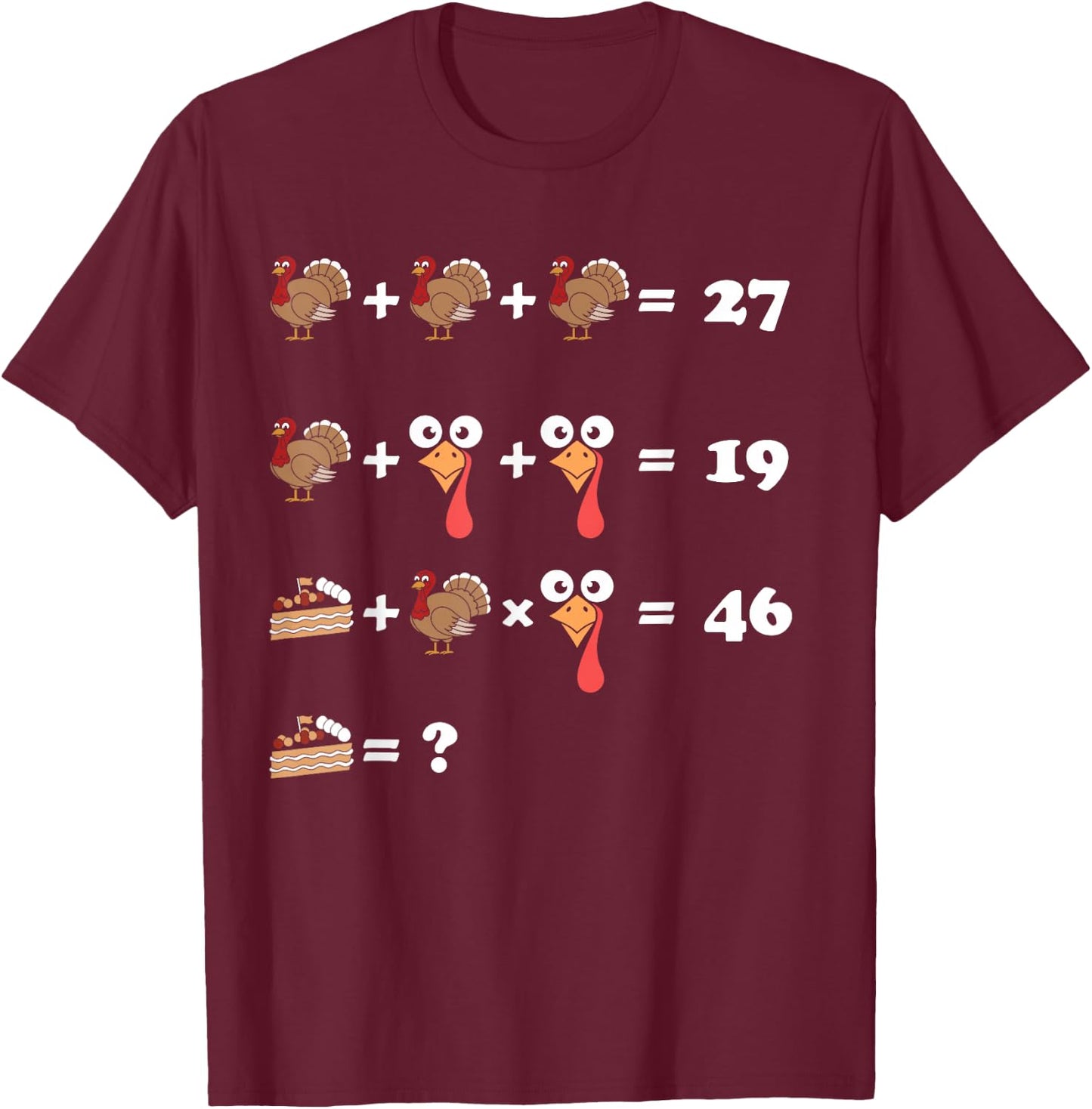 Thanksgiving Math Equation count answer pie T-Shirt - T-Shirt | Maroon