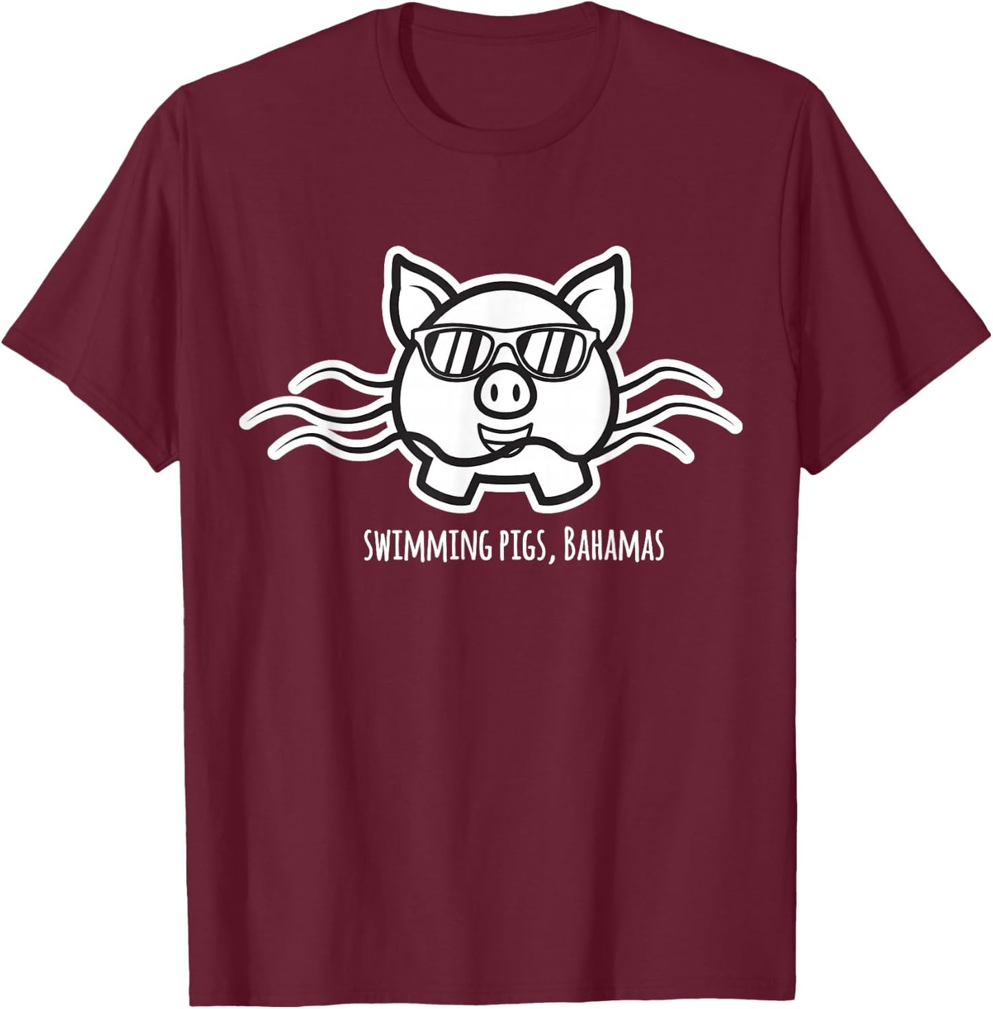 Bahamas Swimming Pigs in sunglasses T-Shirt - T-Shirt | Maroon
