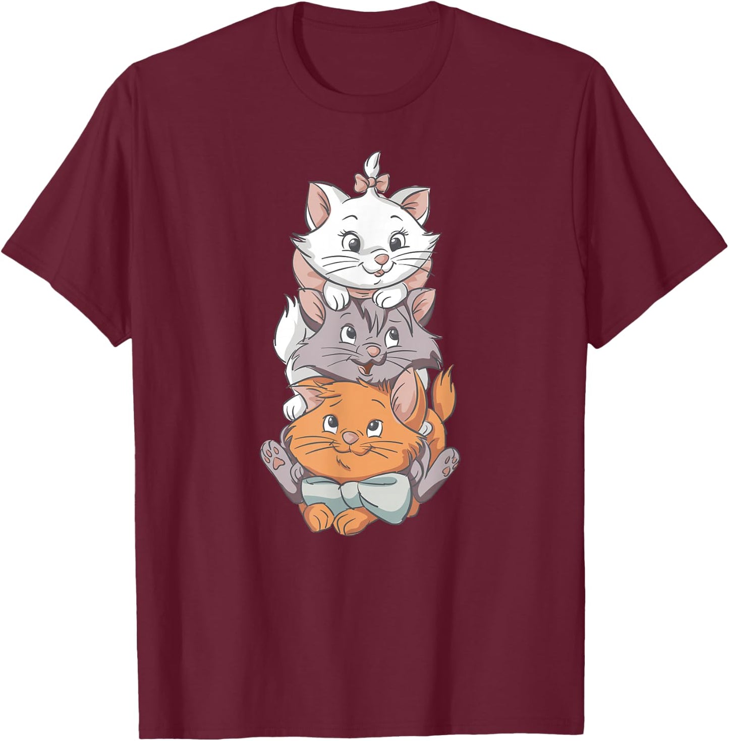 Aristocats Cute Cats , Black, S T-Shirt - T-Shirt | Maroon