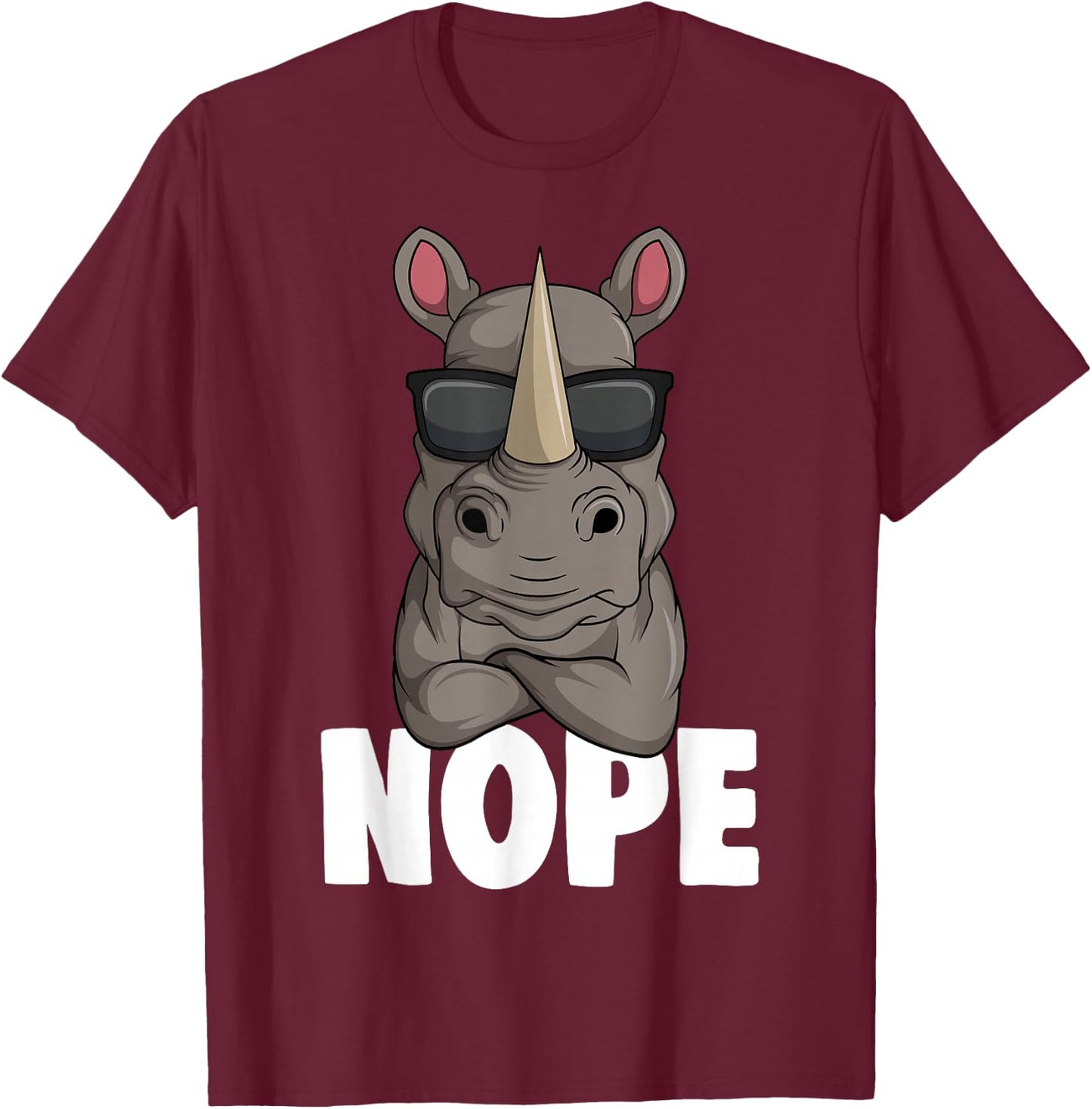 Funny Rhino Apparel & Gift Ideas -Kids, Women Classic Fit Black Cartoon Animal T-Shirt - T-Shirt | Maroon