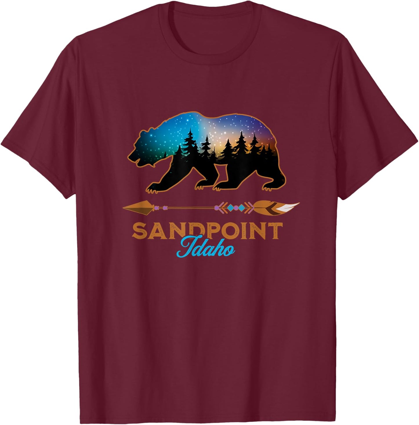 Sandpoint Idaho USA Lake Pend Orielle Vacation Souvenir T-Shirt - T-Shirt | Maroon